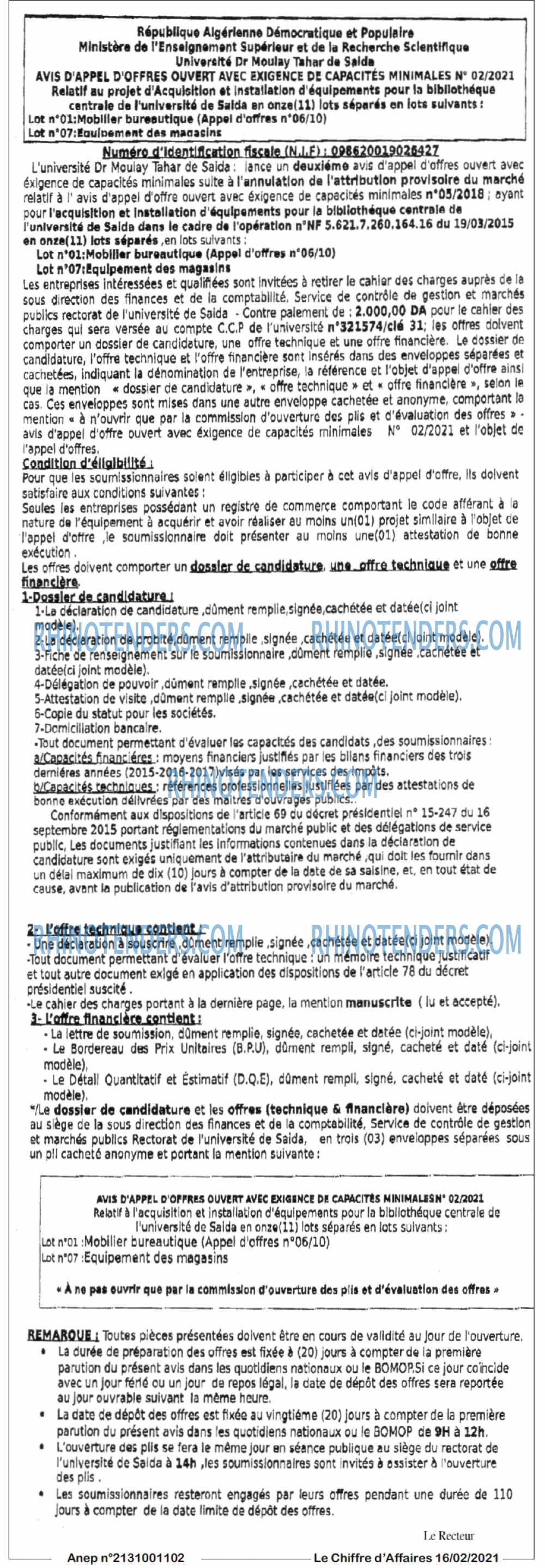 Le Chiffre d'Affaires