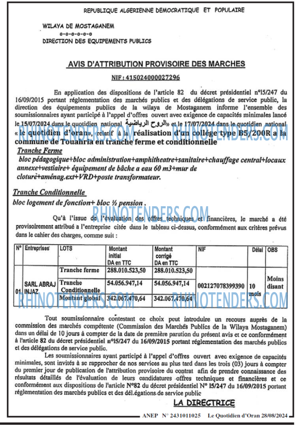 LE QUOTIDIEN D'ALGER