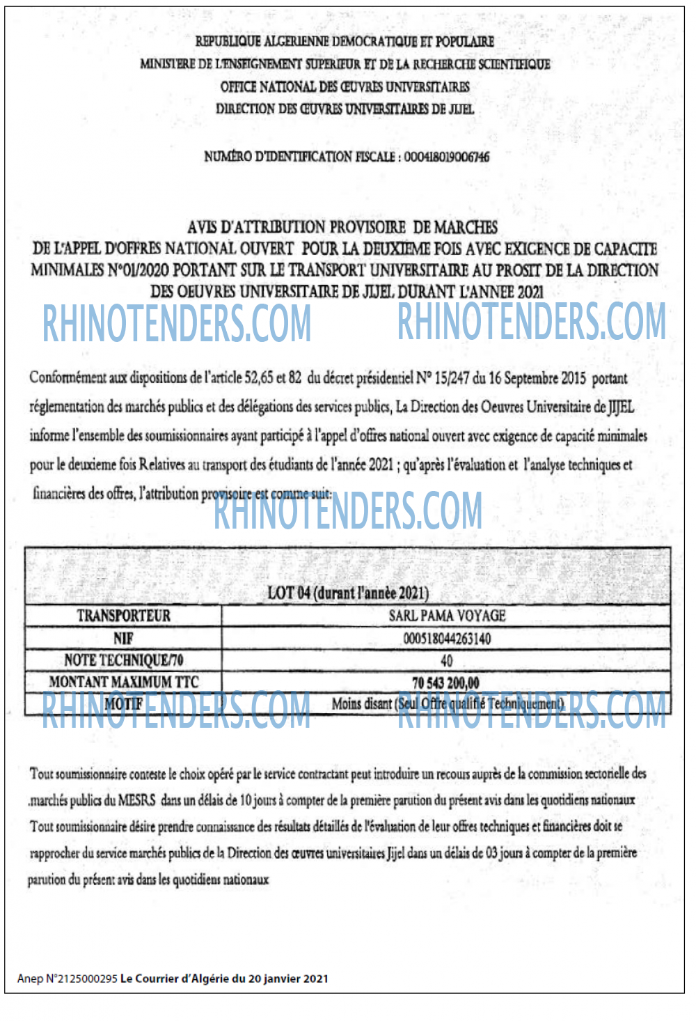 Le Courrier d'Algerie