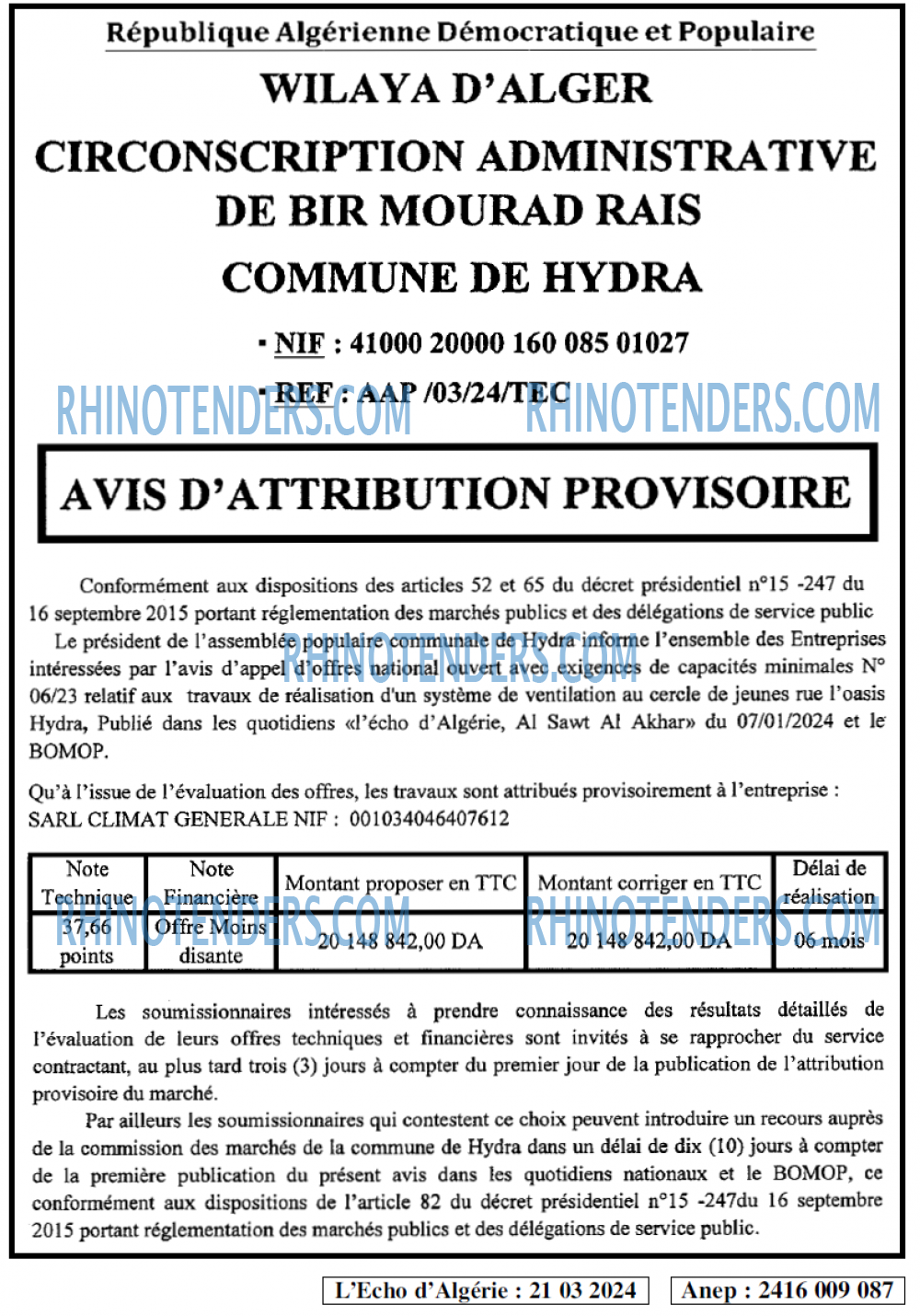 L'ECHO D'ALGERIE