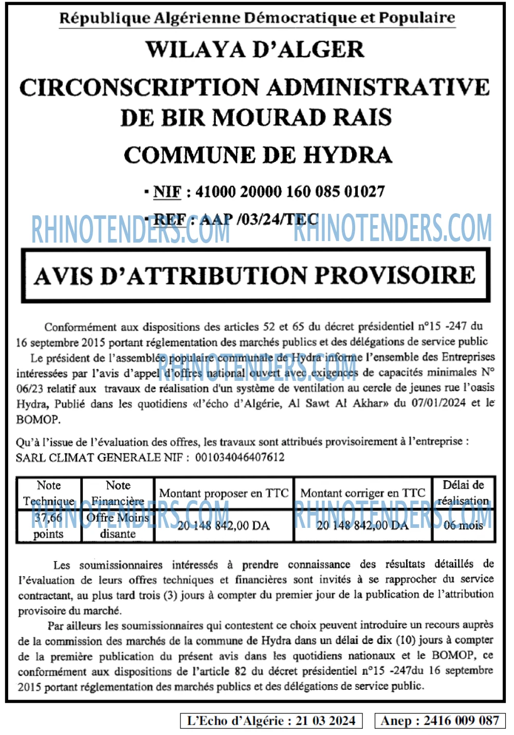 L'ECHO D'ALGERIE