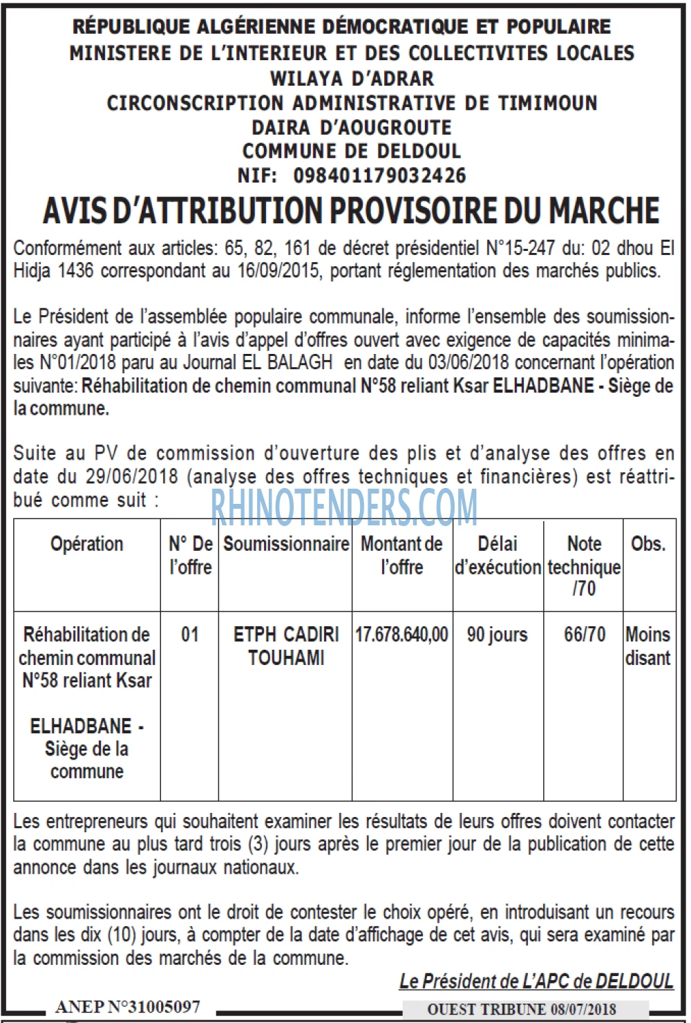 ouest TRIBUNE