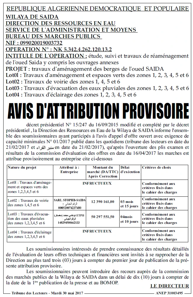 TRIBUNE DES LECTEURS