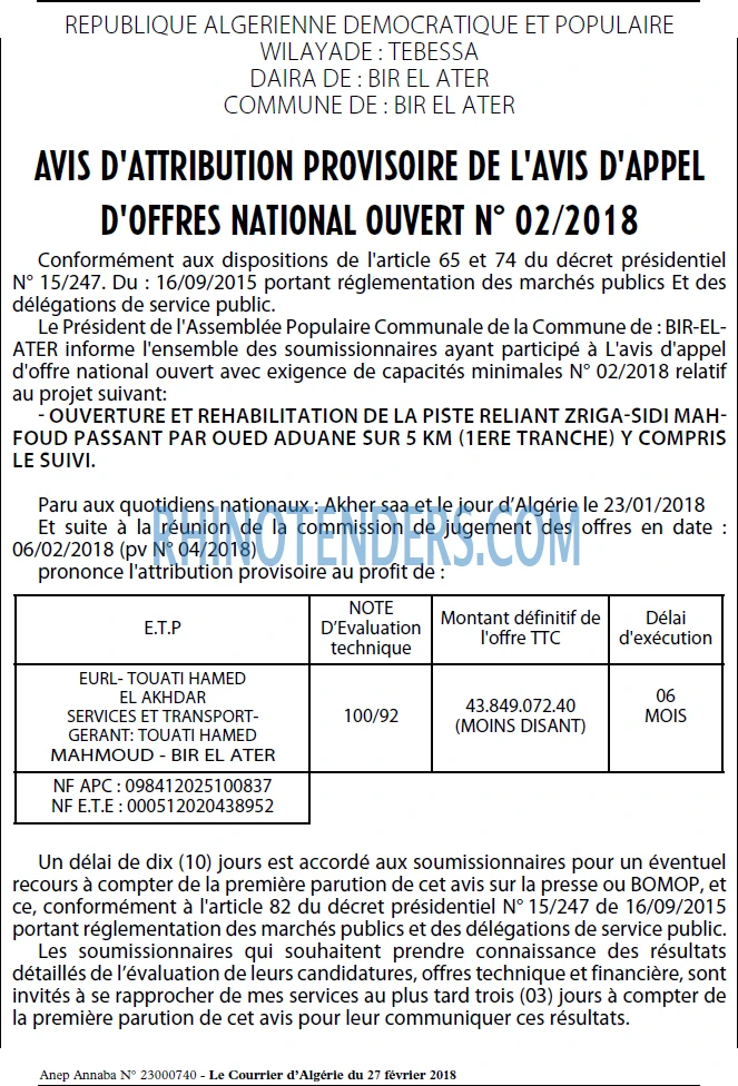 Le Courrier d'Algerie