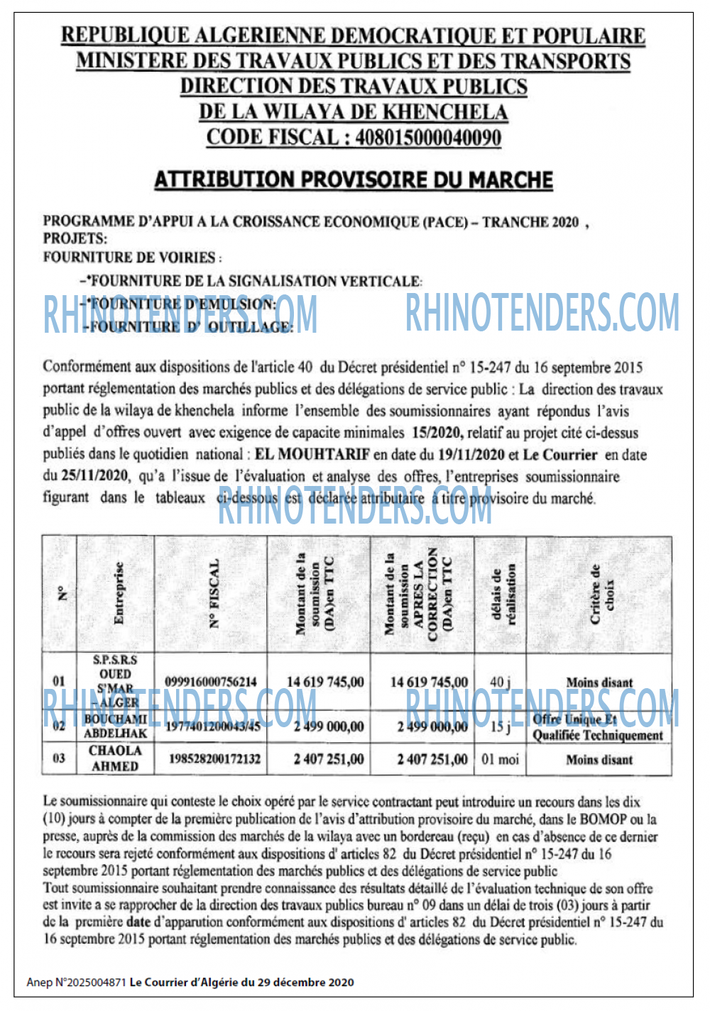 Le Courrier d'Algerie