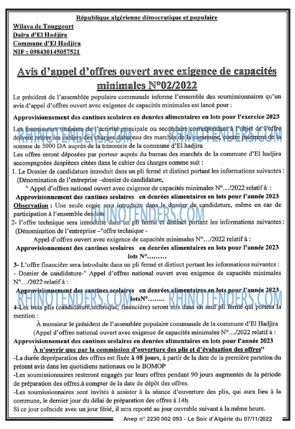 LE SOIR D'ALGERIE