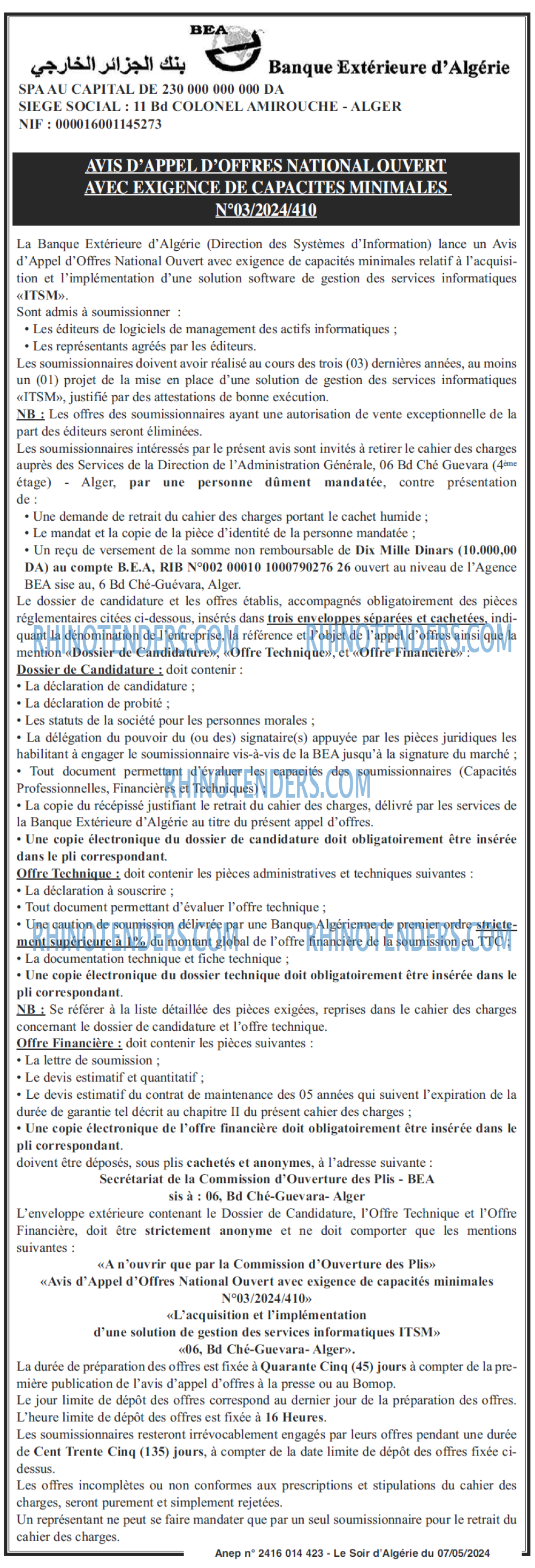 LE SOIR D'ALGERIE
