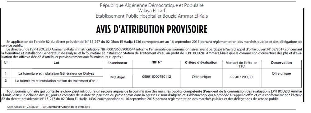 Le Courrier d'Algerie