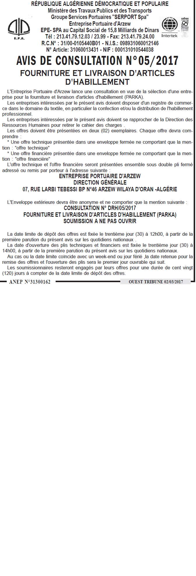 ouest TRIBUNE