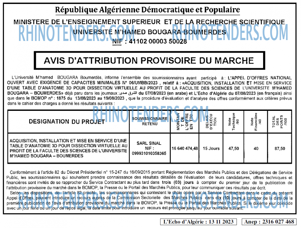 L'ECHO D'ALGERIE