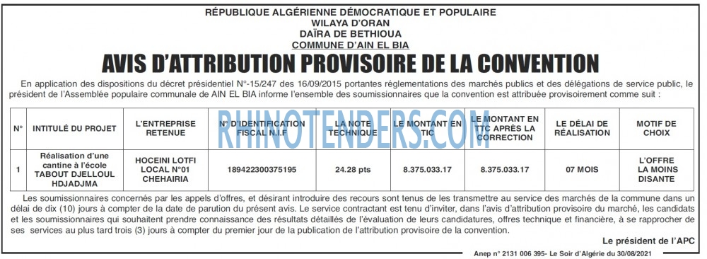 LE SOIR D'ALGERIE