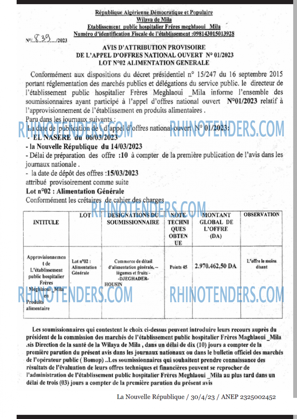 NOUVELLE REPUBLIQUE