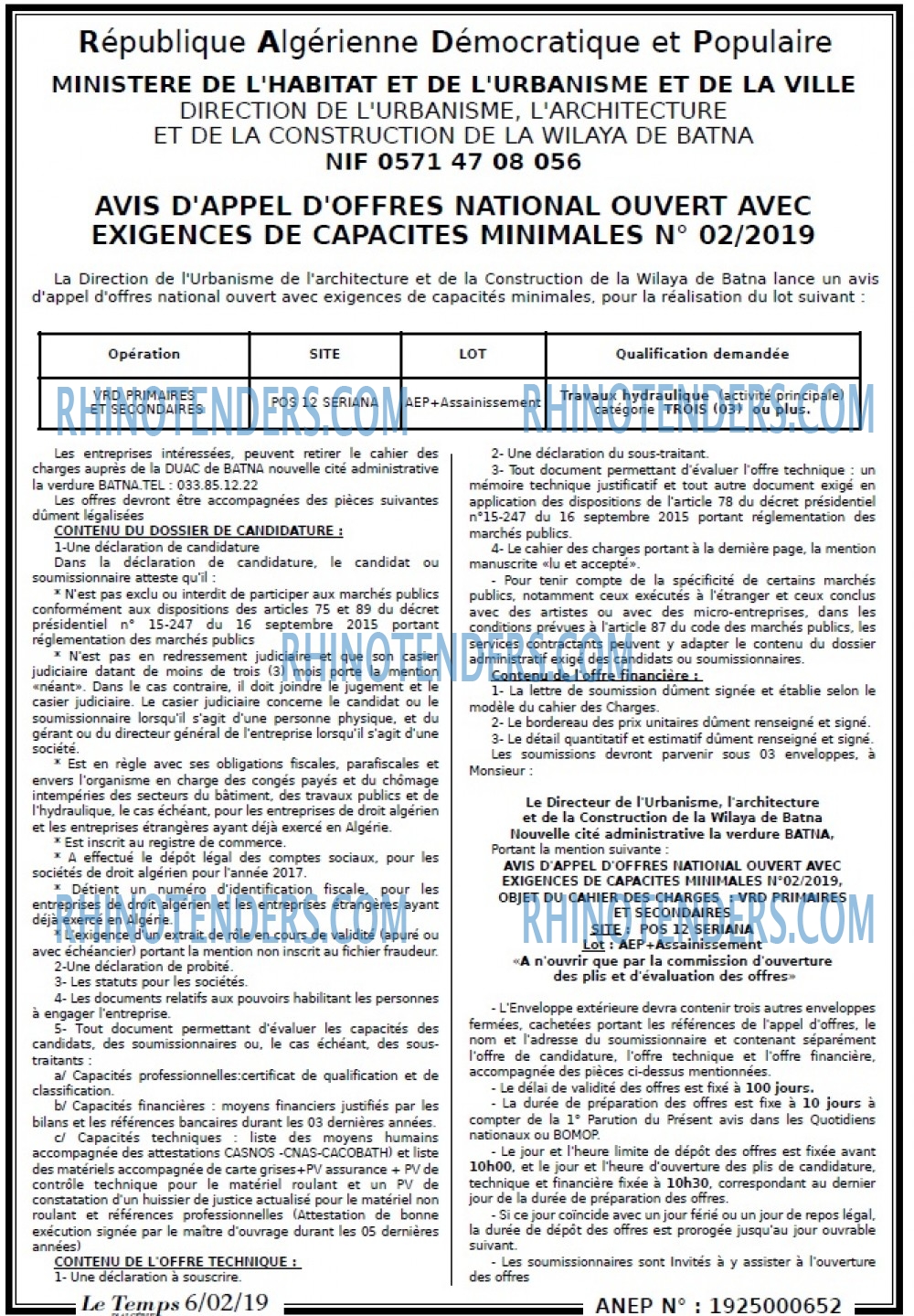 LE TEMPS D'ALGERIE