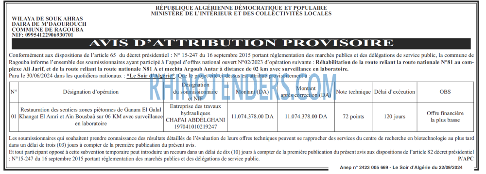 LE SOIR D'ALGERIE