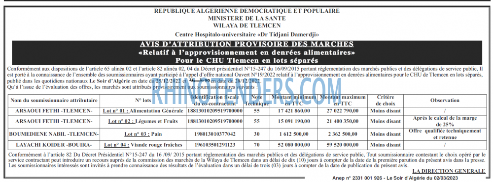 LE SOIR D'ALGERIE