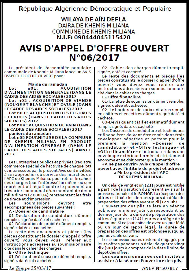LE TEMPS D'ALGERIE