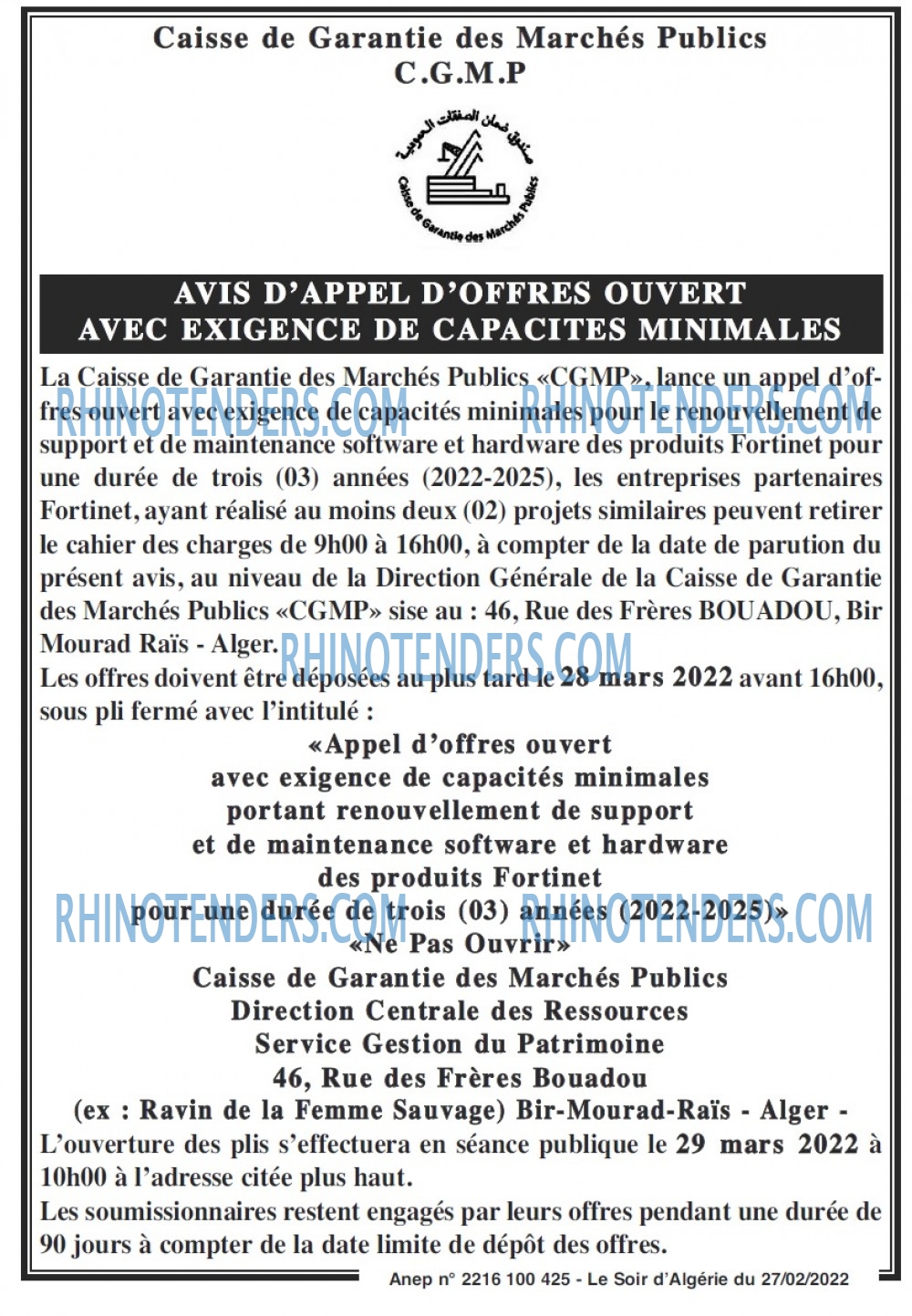 LE SOIR D'ALGERIE