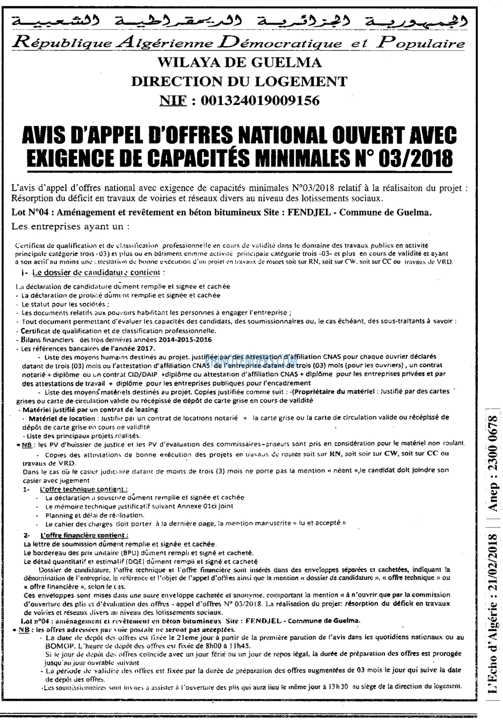 L'ECHO D'ALGERIE