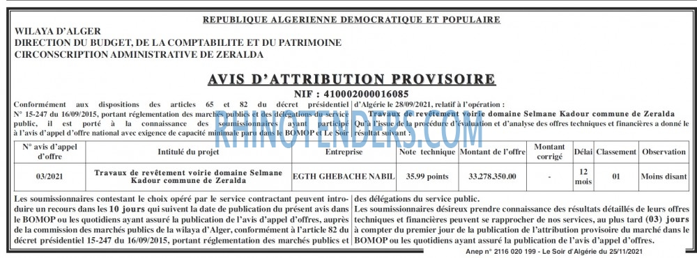 LE SOIR D'ALGERIE