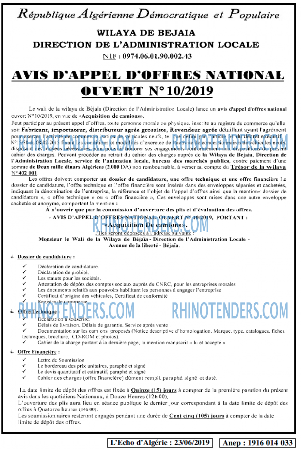 L'ECHO D'ALGERIE
