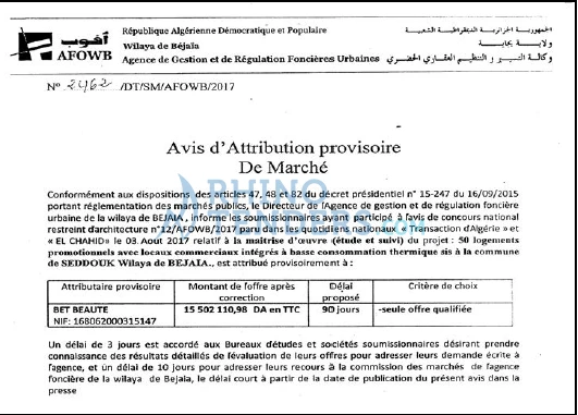 TRANSACTION D'ALGERIE