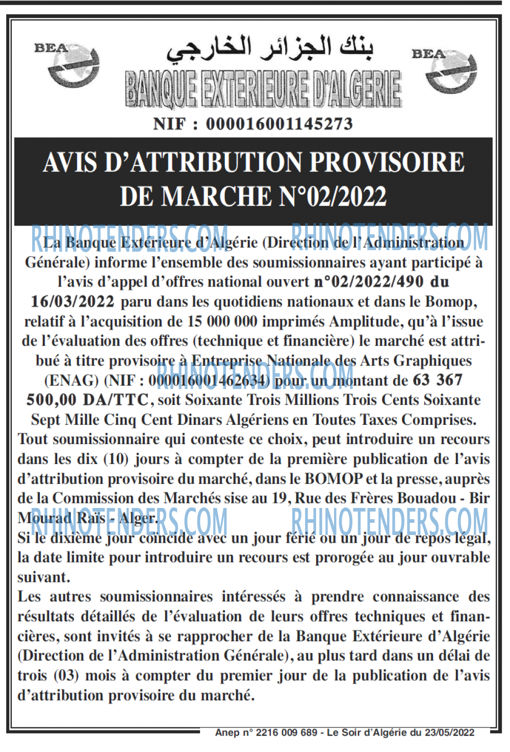 LE SOIR D'ALGERIE