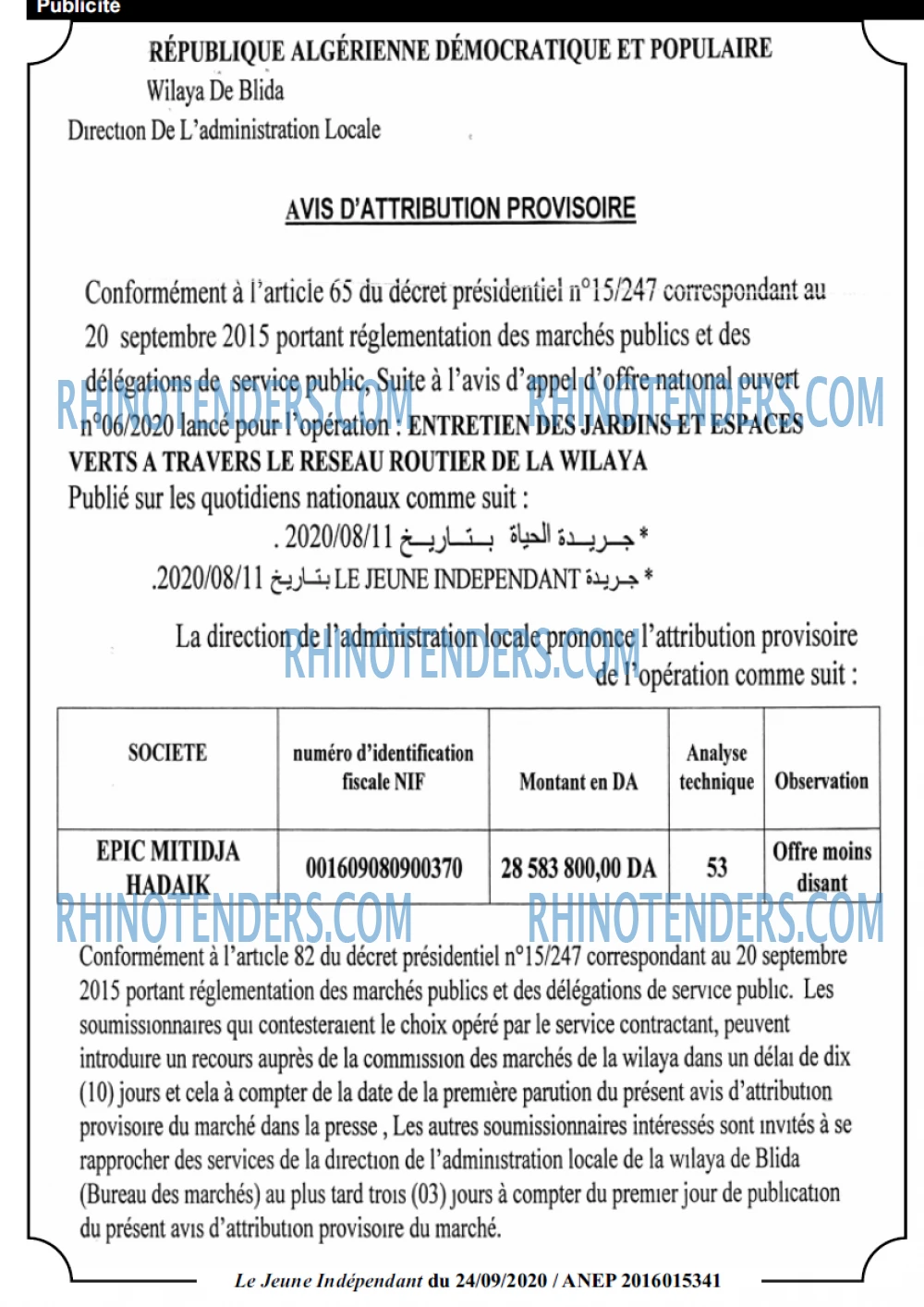 Jeune Independant