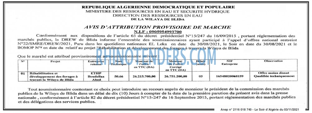 LE SOIR D'ALGERIE