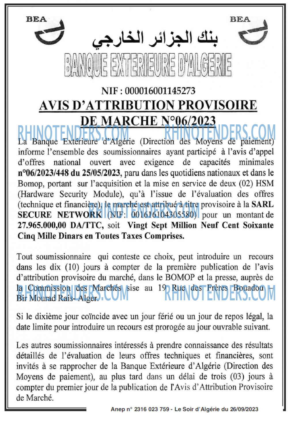 LE SOIR D'ALGERIE