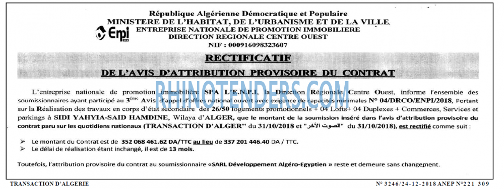 TRANSACTION D'ALGERIE