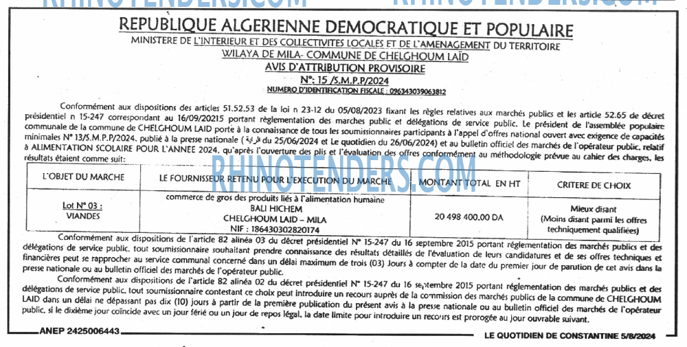 LE QUOTIDIEN DE CONSTANTINE