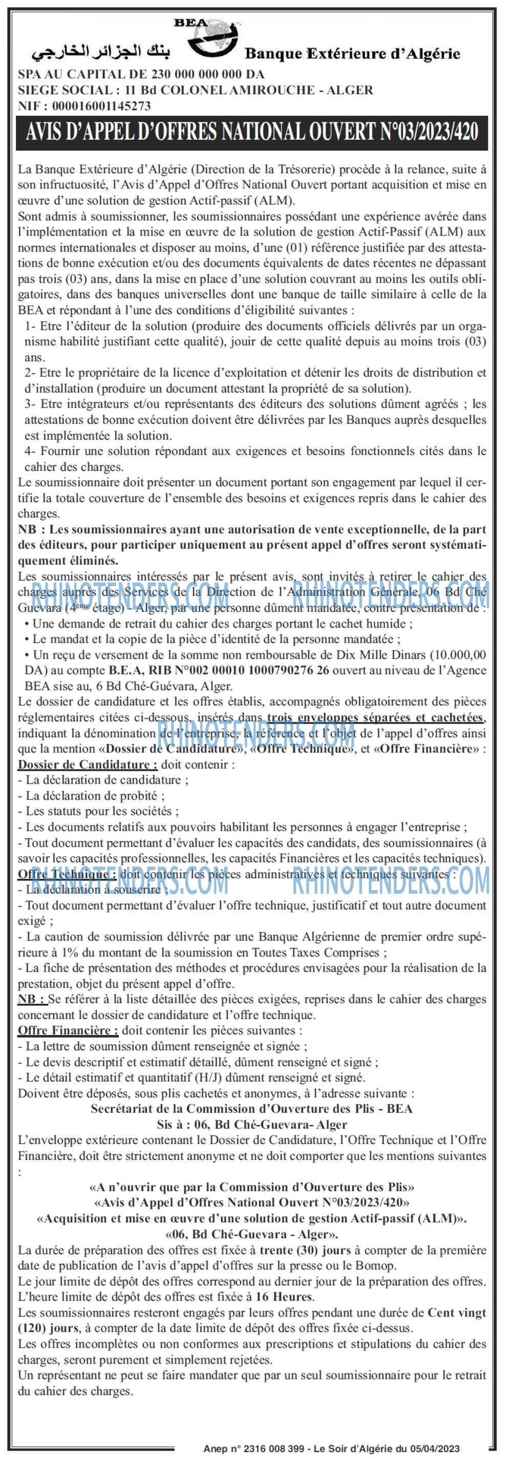 LE SOIR D'ALGERIE