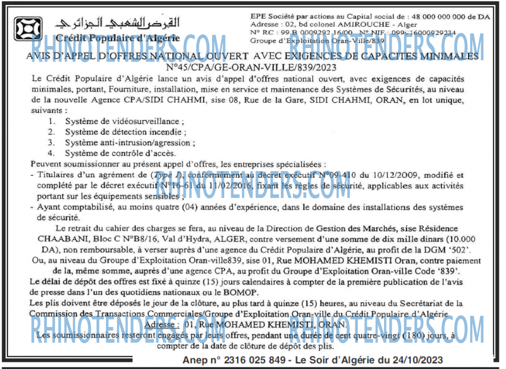 LE SOIR D'ALGERIE
