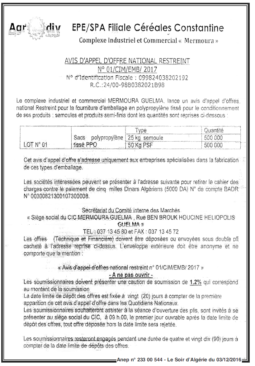LE SOIR D'ALGERIE