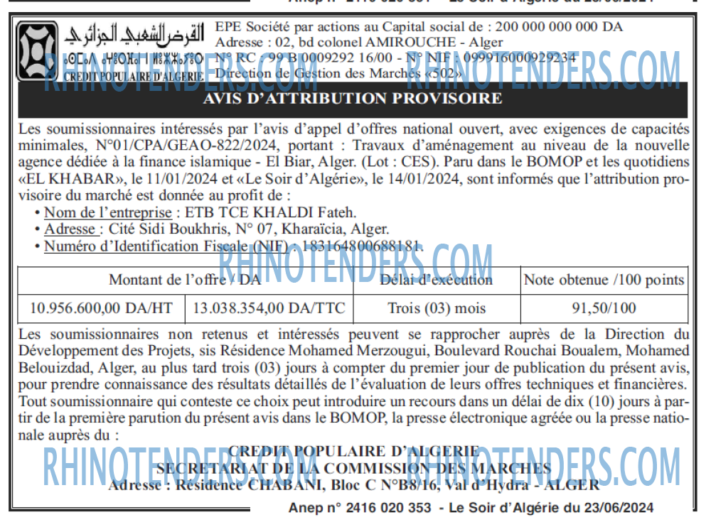 LE SOIR D'ALGERIE