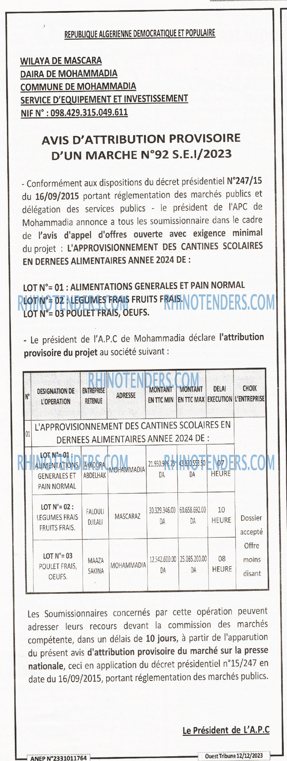 ouest TRIBUNE