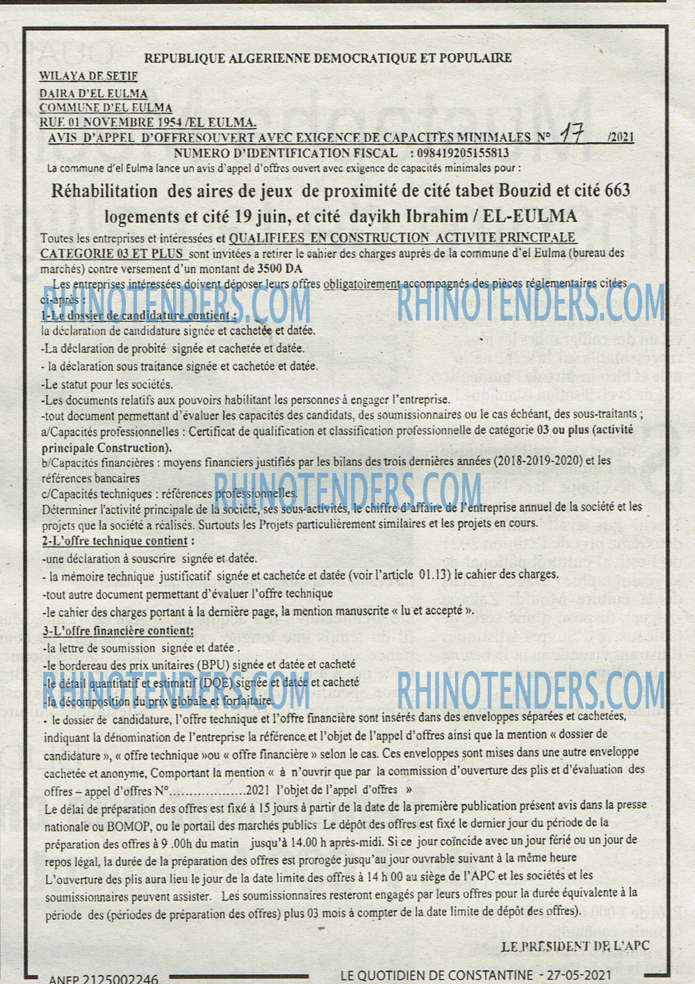 LE QUOTIDIEN DE CONSTANTINE