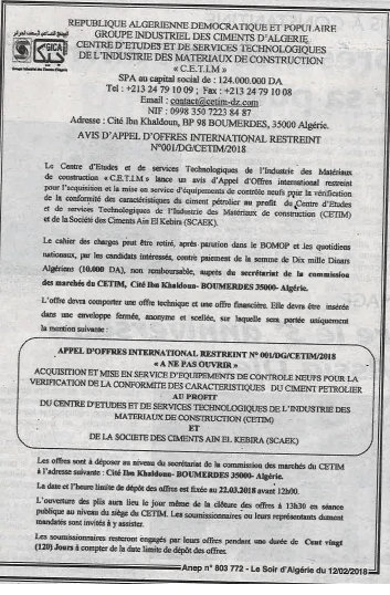 LE SOIR D'ALGERIE