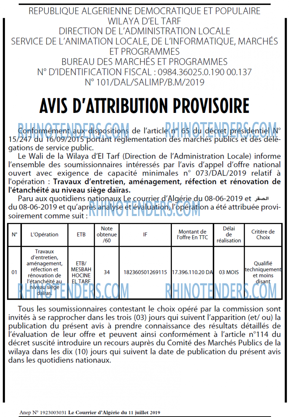 Le Courrier d'Algerie