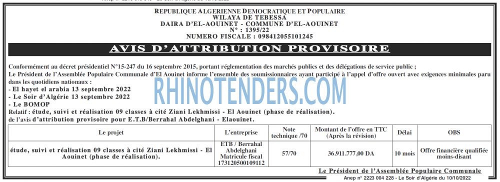LE SOIR D'ALGERIE