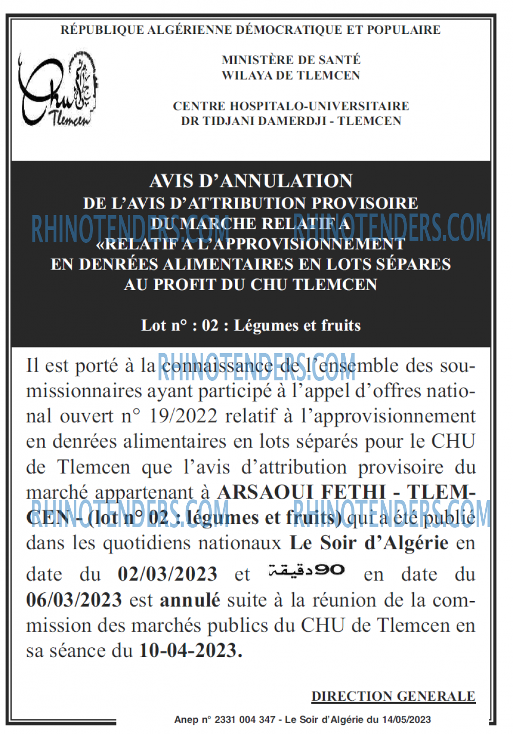 LE SOIR D'ALGERIE
