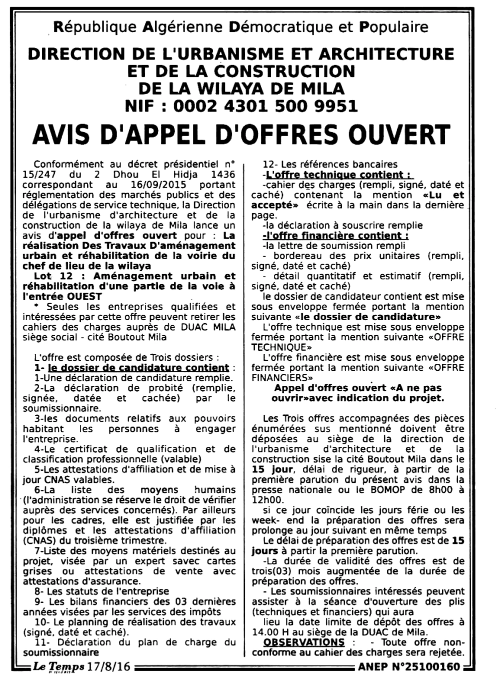 LE TEMPS