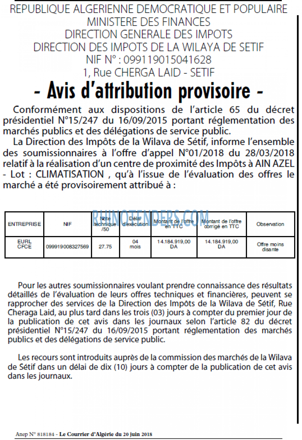 Le Courrier d'Algerie