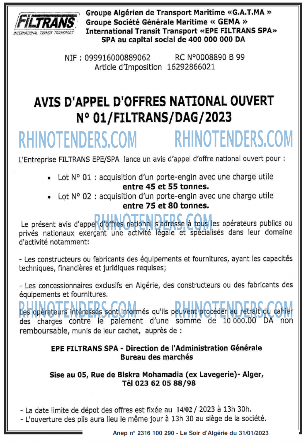 LE SOIR D'ALGERIE