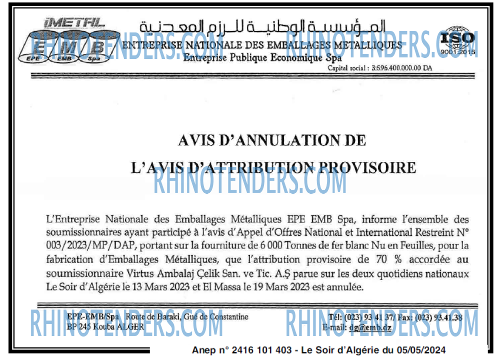 LE SOIR D'ALGERIE