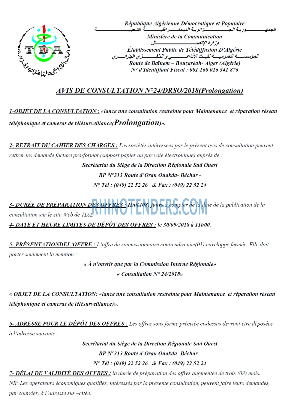 TDA - Télédiffusion d'Algérie