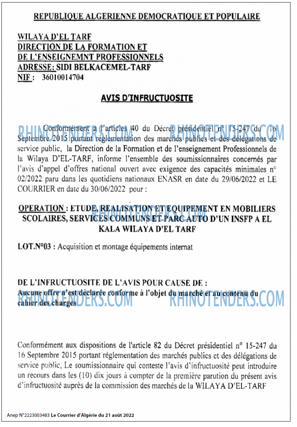 Le Courrier d'Algerie