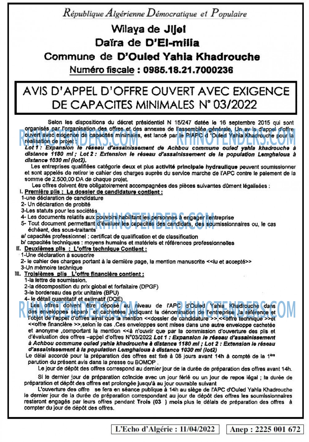 L'ECHO D'ALGERIE