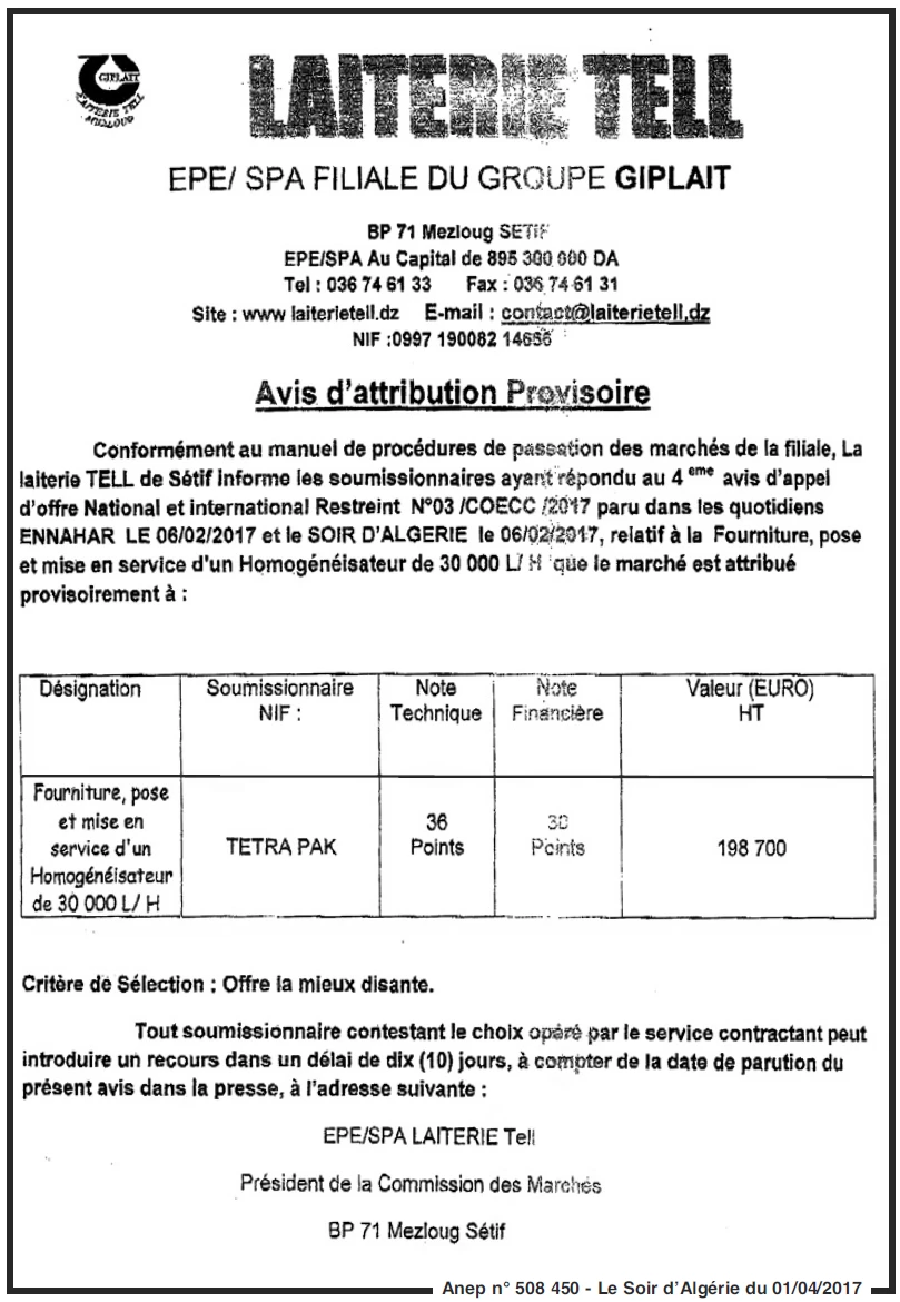 LE SOIR D'ALGERIE