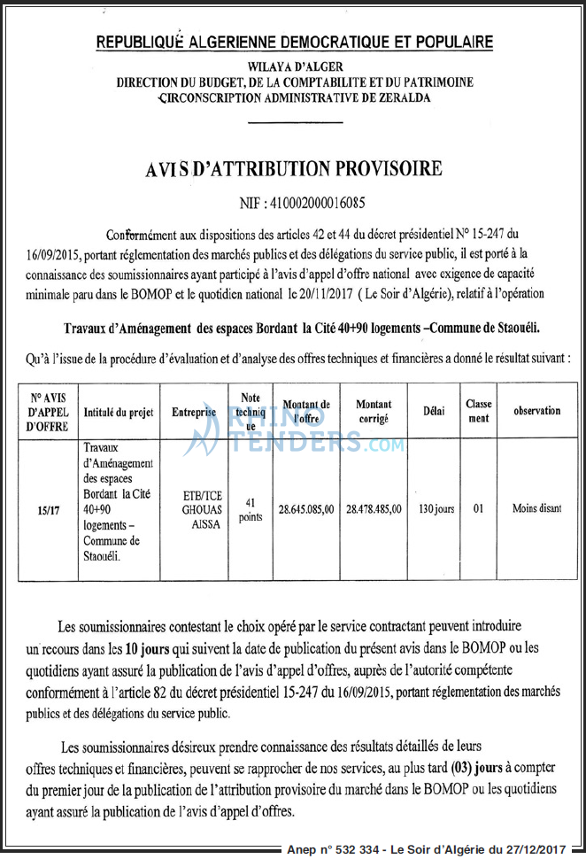 LE SOIR D'ALGERIE
